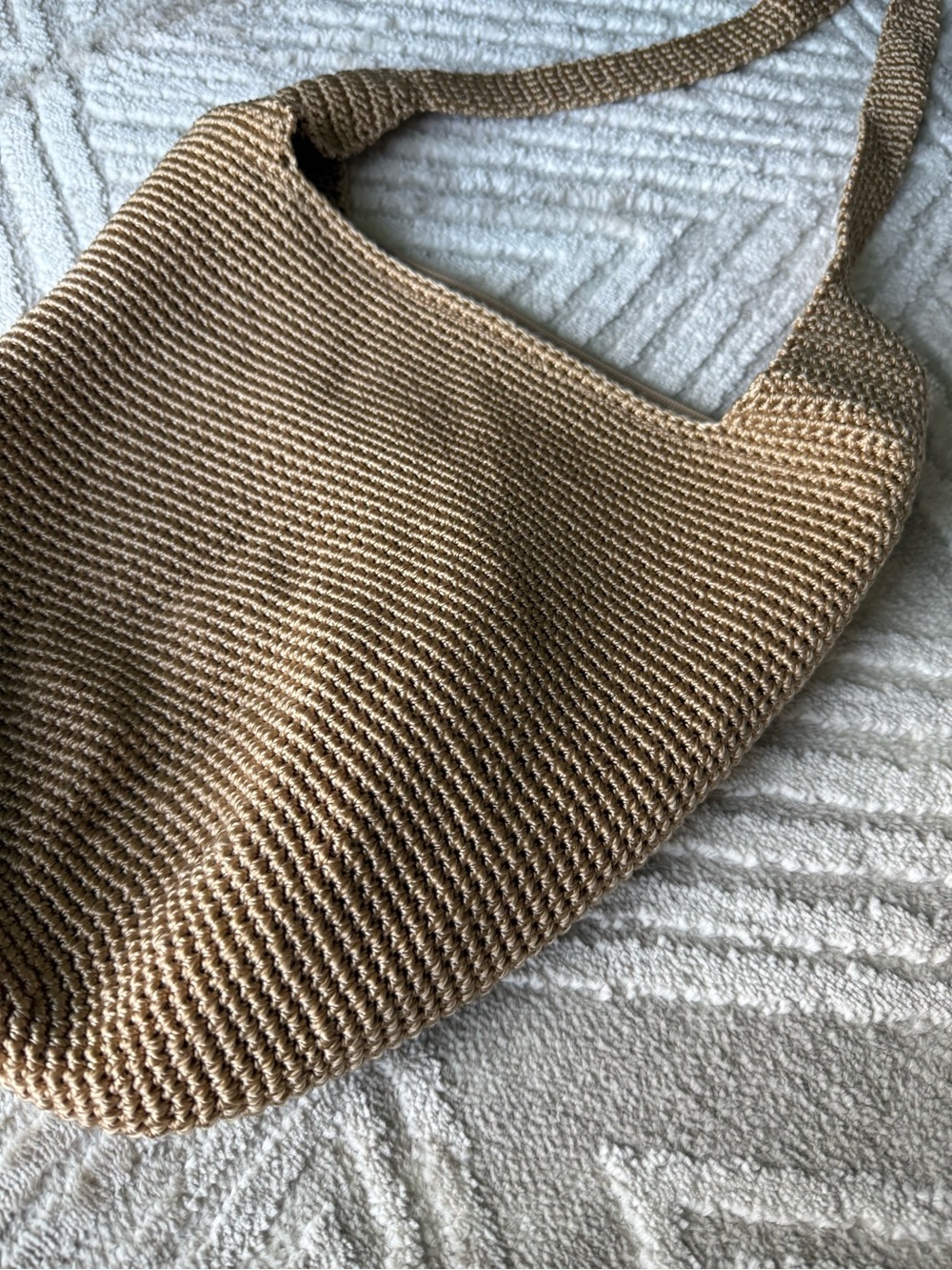 Crochet Crossbody Bag in Natural Tan - Picture 10 of 13